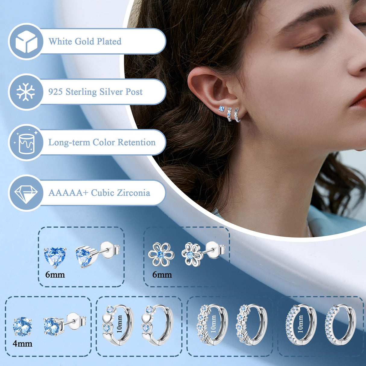 YADOCA ๐ต๐ฎ๐ฑ ๐ฆ๐๐ฒ๐ฟ๐น๐ถ๐ป๐ด ๐ฆ๐ถ๐น๐๐ฒ๐ฟ Earrings for Girls Women