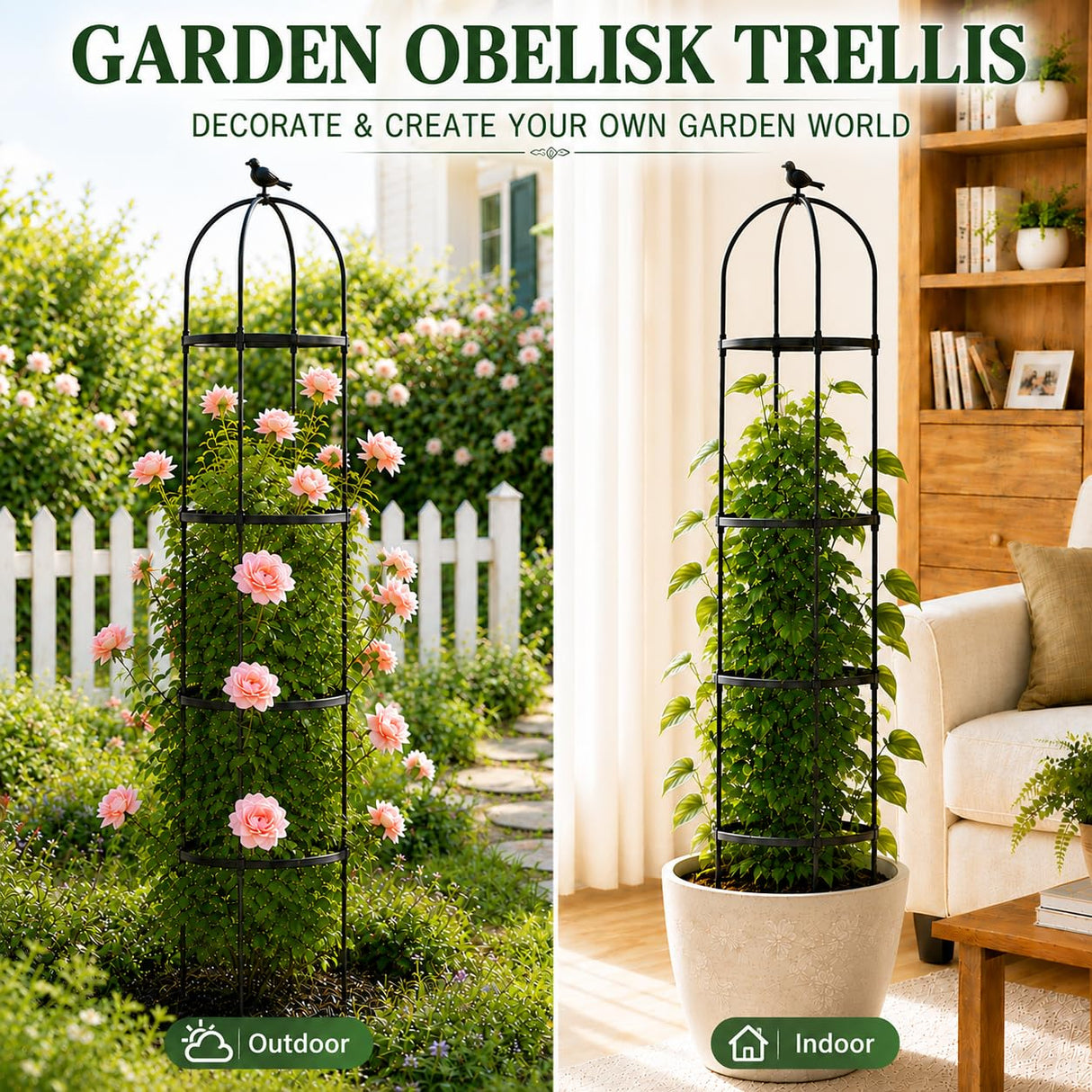 OTOSUNNY 2 Pack 6 ft Garden Obelisk Trellis for Climbing Plants Outdoor