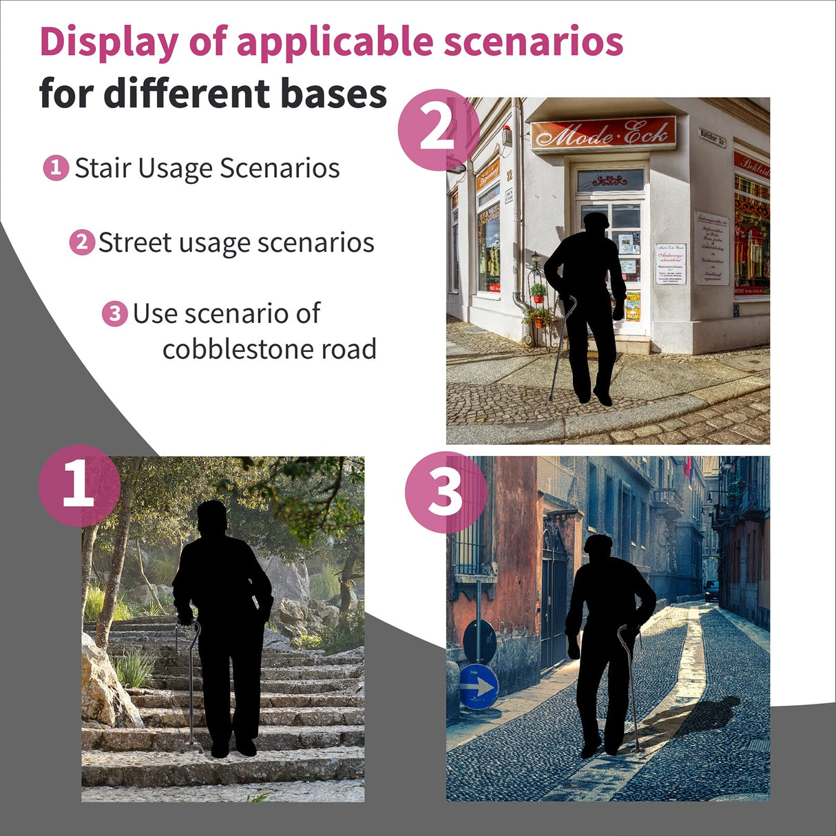 LIXIANG Walking Cane 3 in1 - Adjustable Lightweight Walking Sticks from 29-37 Inches,Balancing Mobility Aid for Men and Women