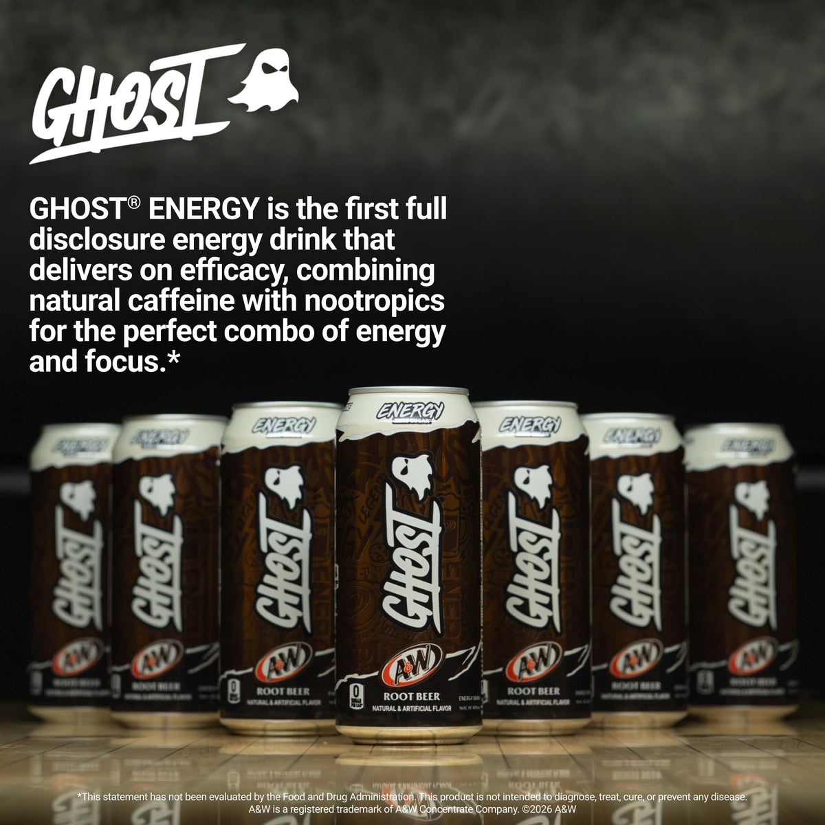 GHOST Energy Drink, Zero Sugars, 12-Pack, A&W Root Beer, 16oz