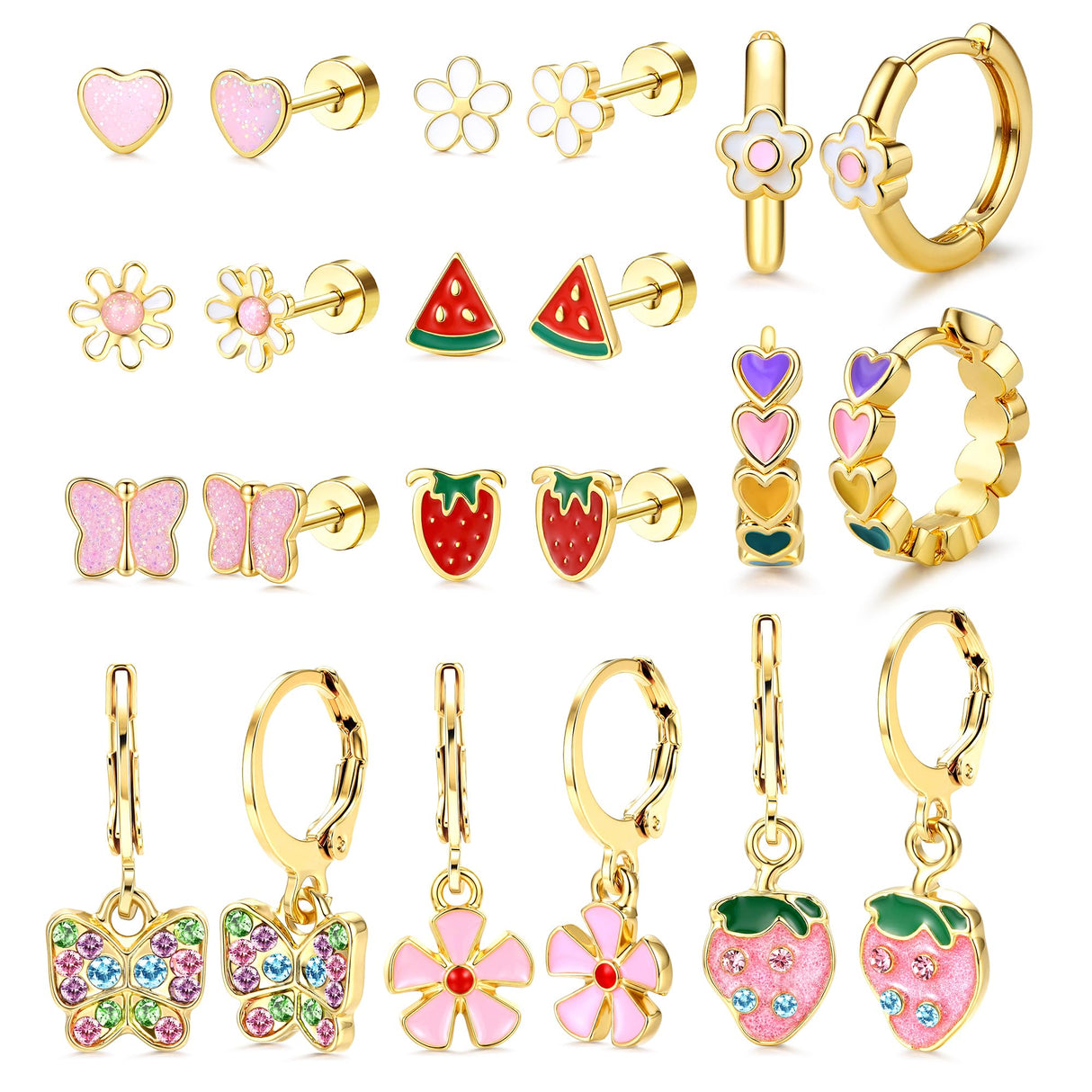 YADOCA 11 Pairs Hypoallergenic Earrings for Girls Women Kids Toddler Hoop