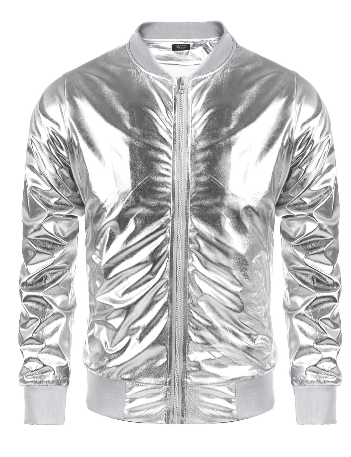 COOFANDY Mens Coat Metallic 70s Disco Christmas Party Varsity Jacket Zip-up Baseball Bomber