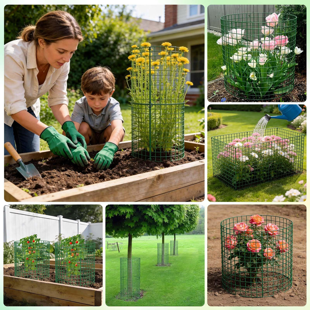 10 Pack Plant Protectors from Animals | 30PCS 13"x13" Metal Wire Mesh Garden Plant Cages for Gardening Supplies | Chicken Wire Cloche Plant Protectors for Rabbits Chickens Ducks
