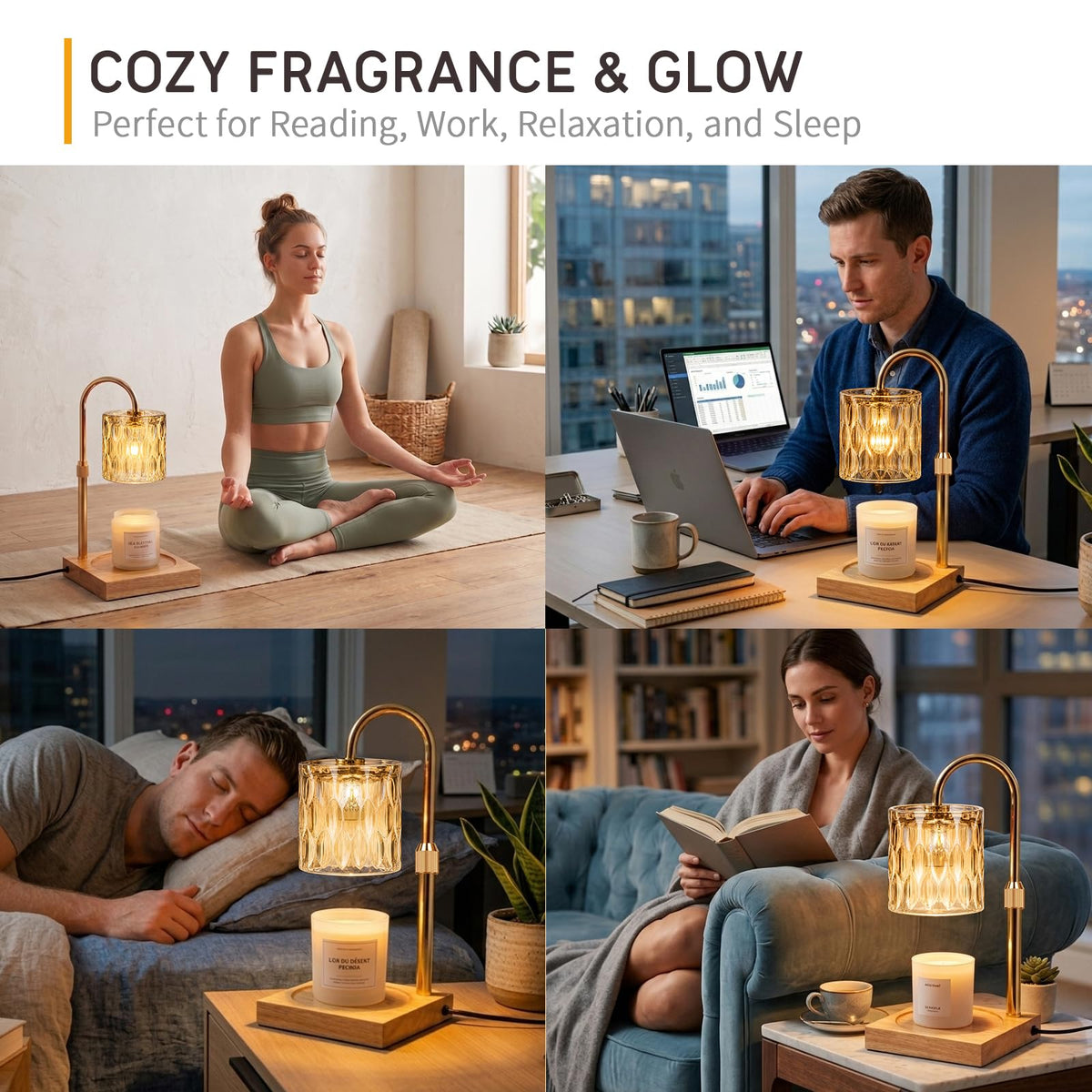 Candle Warmer Lamp with 3 Bulbs, Adjustable Height Dimmable Candle Warmer with Timer, Candle Lamp with Charming Gift Box Ribbon,Birthday Gifts for Women Mom, House Warming Gifts New Home Decor