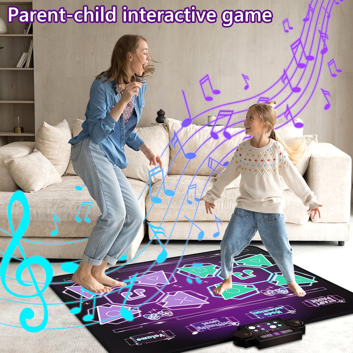 Joyvalley Kids Dance Mat Toys - 2-Player Dance Pad Gifts for Girls Boys Toddlers 3 4 5 6 7 8 9 + Year Old Electronic Dancing Mat Floor Games Toy with Music Light Christmas Birthday Gift (Purple)