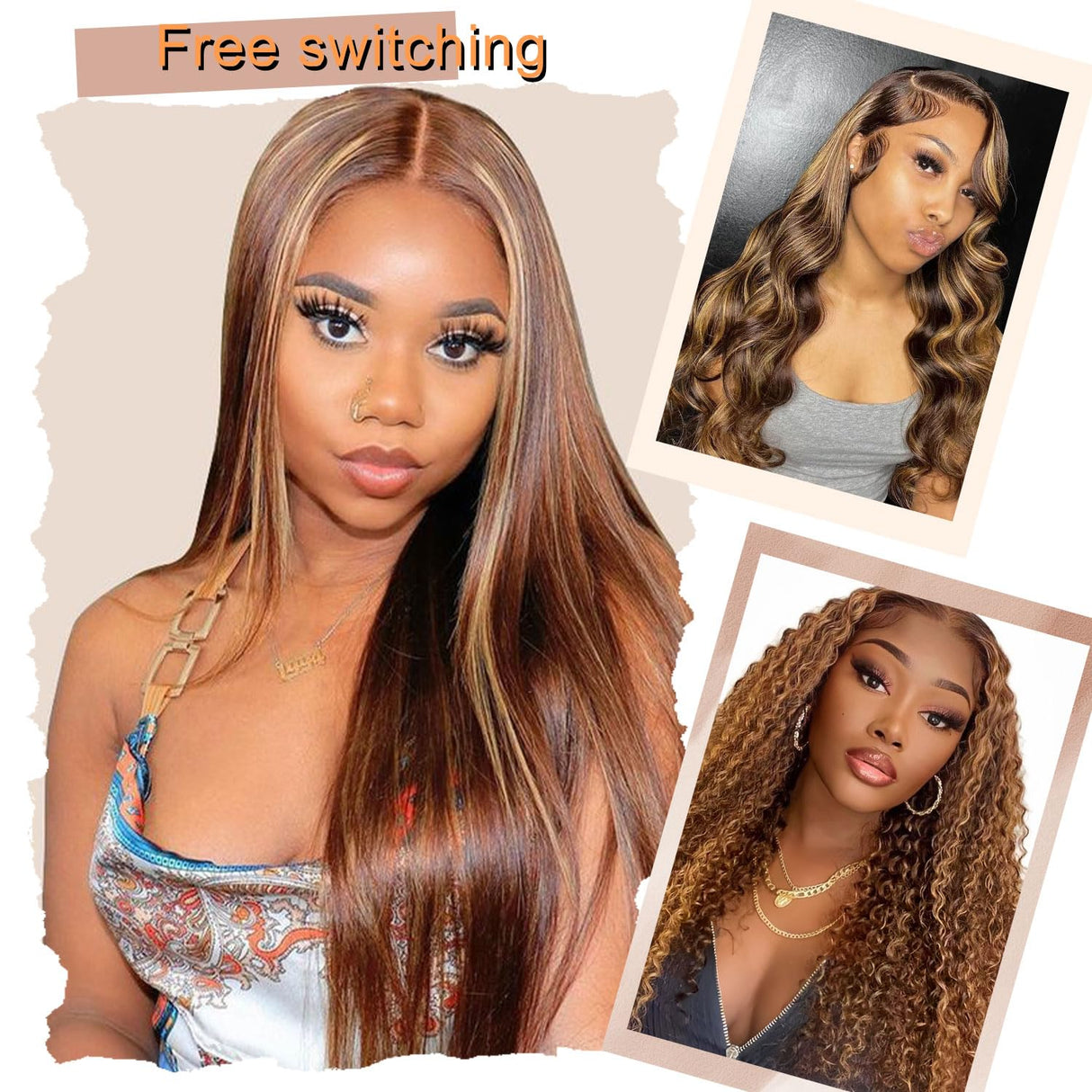 Agairl Real Human Hair Wig 30 Inch Ombre 13x6 Lace Front Wig Human Hair 210% Density 4/27 Highlight Wigs Honey Blonde Body Wave Lace Front Wig Pre Plucked HD Frontal wig Glueless Wigs