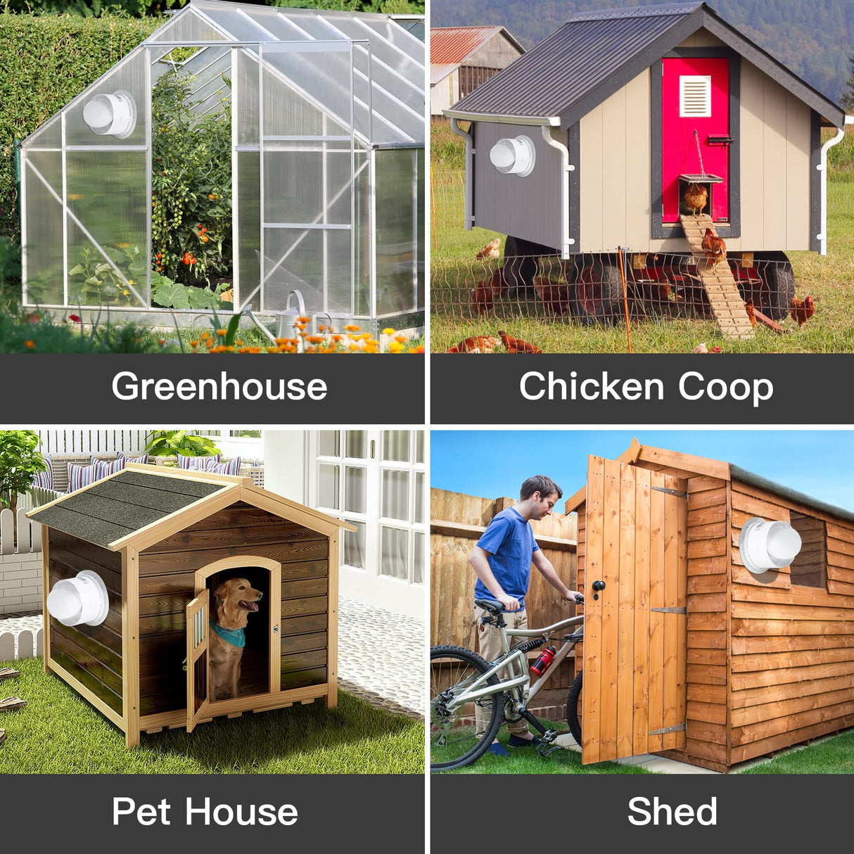 blessny Solar Powered Exhaust fan, 25W Solar Panel + 8" Ventilation Vent Fan for Outside Greenhouse, Chicken Coop, Shed, Pet House