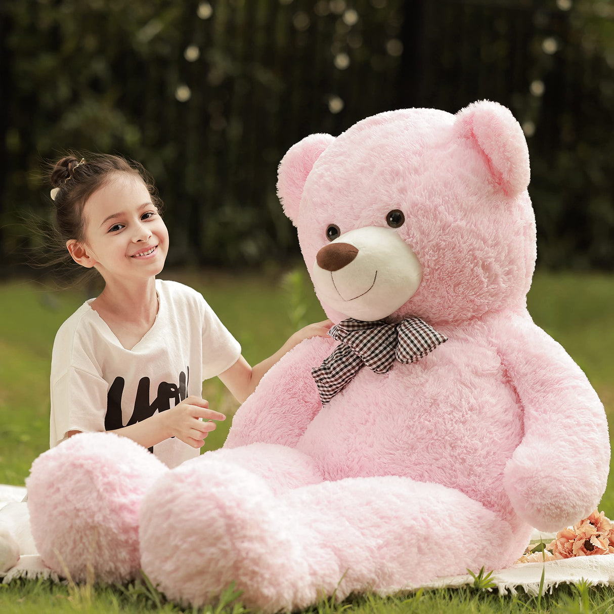 Poutmac Big Pink Teddy Bear 4Ft Giant Stuffed Animal Plush Toy for Girlfriend Women Kids for Valentines Christmas Birthday