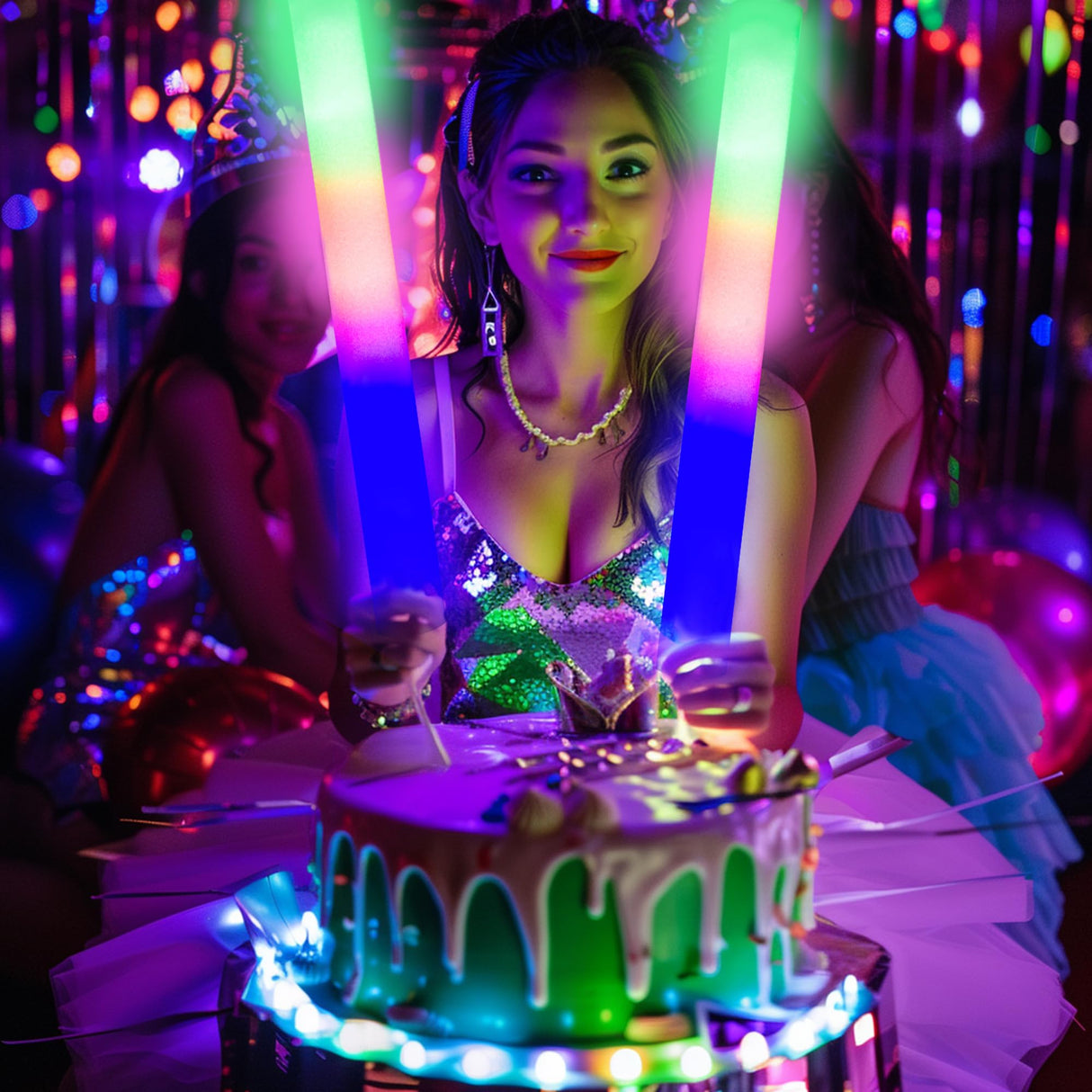 pelreame 55 Pcs LED Foam Glow Sticks Bulk,Foam Light Up Sticks 3 Modes of Color Flashing,Glow in The Dark Party Supplies for Birthday,Wedding,Raves,Carnival,New Year,Concert,Halloween Christmas