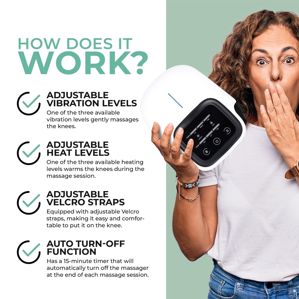 nooro Portable Knee Massager with Heat, Red Light, & Massage Therapy, Relax Tight Muscles and Helps Minor Joint Stiffness and Discomfort, Hands-Free Design