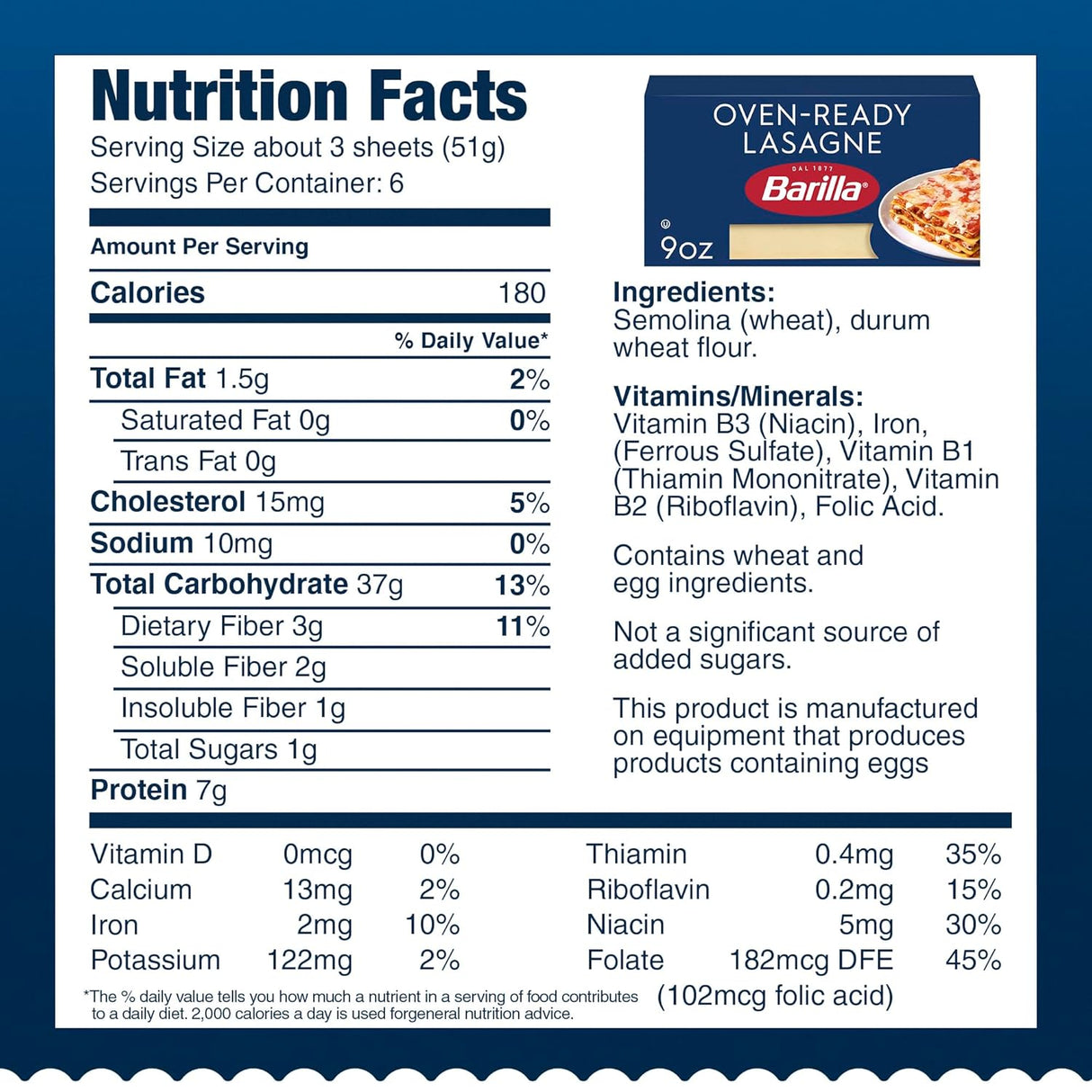 Barilla Oven-Ready Lasagne Pasta, 9 oz. Box (Pack of 12) - Made with Durum Wheat Semolina - Kosher Certified