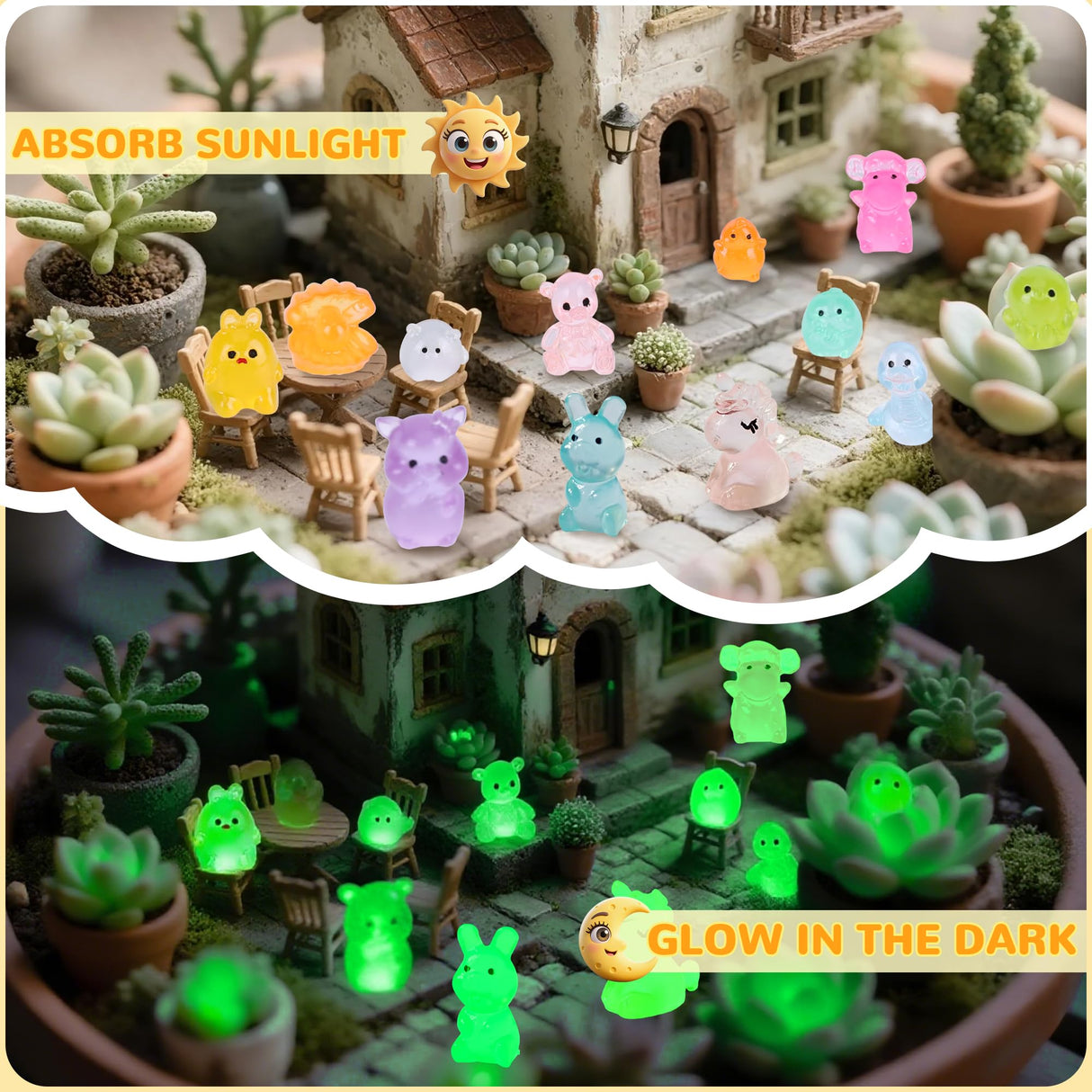 ShtNeeg 300PCS Mystery Mini Resin Animal Blind Bags, Glow in The Dark Tiny Animal Figures, 50+ Animal Combination Sets for Classroom Prizes, Party Favors, Fairy Garden & DIY Decor