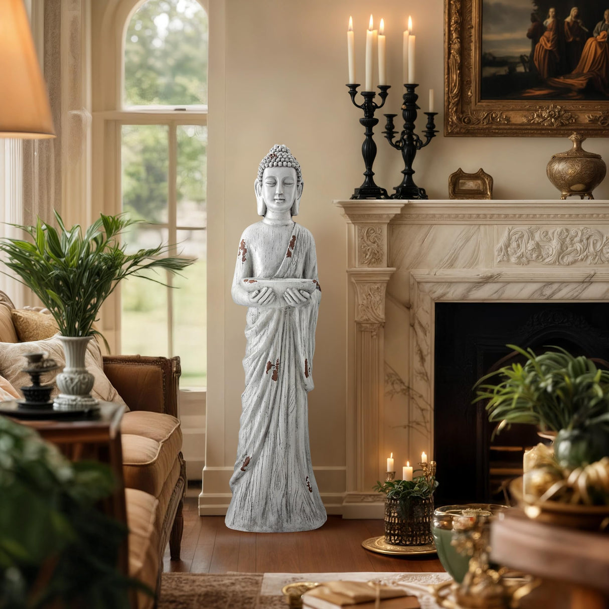 Ultym 42" Buddha Outdoor Statue with Birdfeeder, Extra-Large Buddha Figures