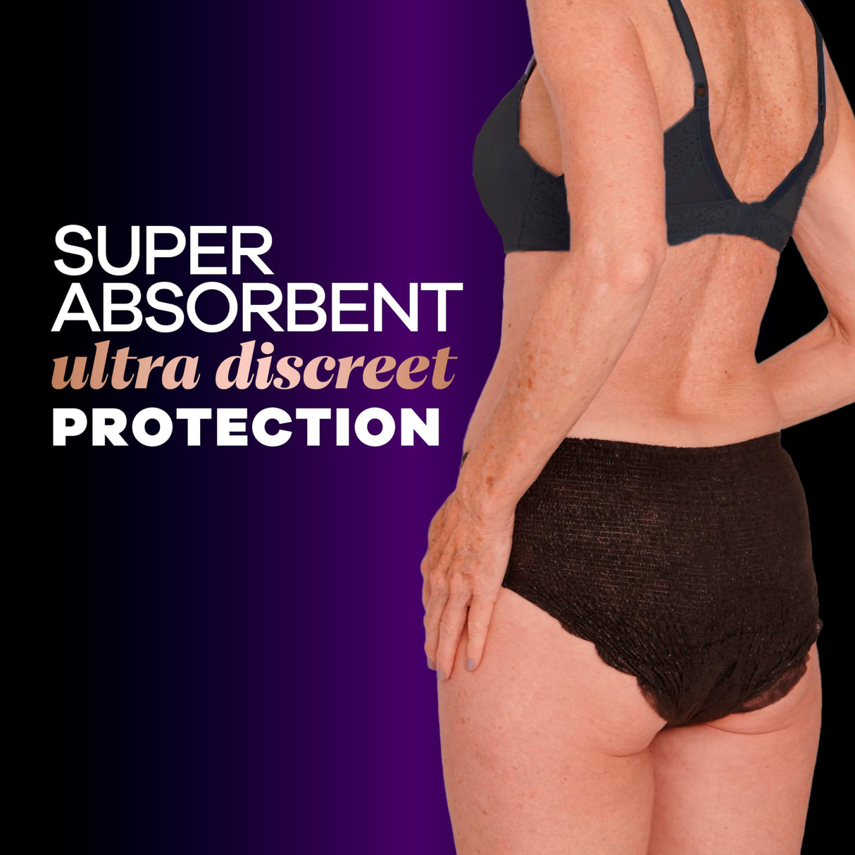 Always Discreet Boutique Incontinence and Postpartum Underwear for Women, Maximum Protection, Large, Black, 18 Count