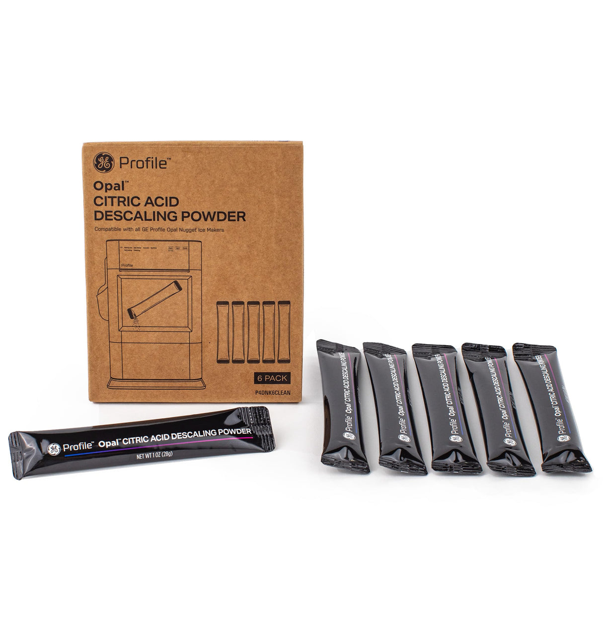 GE Profile Opal Descaling Powder, Removes mineral deposits and scale build-up, Enhanced Ice Performance, 6 Pack Kit