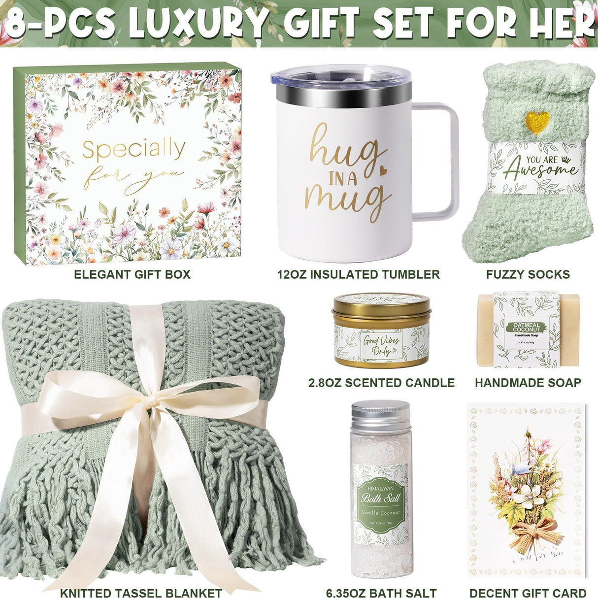 Self Care Gifts for Women Get Well Soon Gifts, Birthday Gifts for Women Care Package, Sympathy Gift Baskets Spa Gifts Set, Thinking of You Inspirational Christmas Gifts for Mom Her Friend Sister Wife