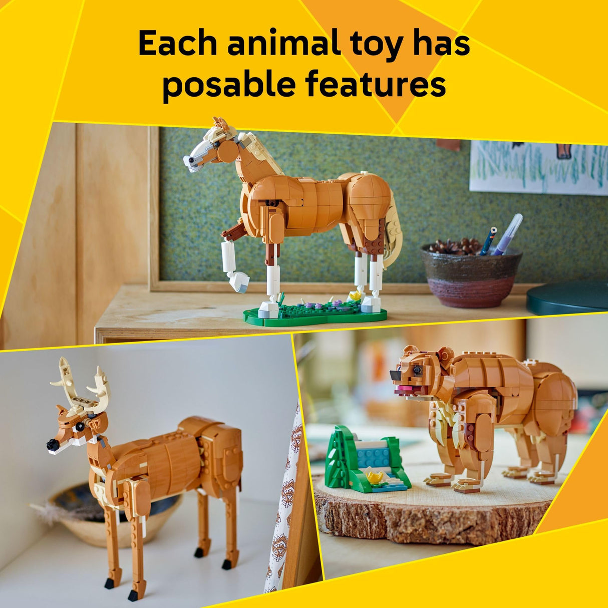 LEGO Creator 3 in 1 Beautiful Horse Building Toy for Kids - Learning Toy for Girls & Boys, Ages 9+ - Build a Horse, Bear, or Deer - Gift for Christmas - 31166