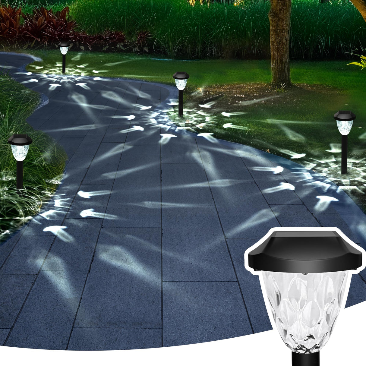 GIGALUMI Solar Pathway Lights, 8 Pack Outdoor Waterproof