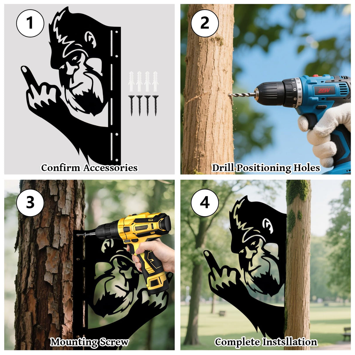 2 Pack 13 Inch Bigfoot Yard Decor, Funny Metal Sasquatch Signs
