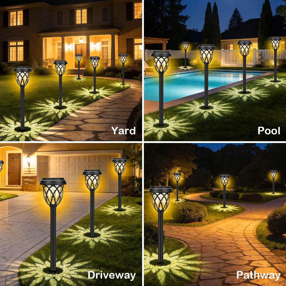 ruhotili Solar Outdoor Lights, Outdoor Waterproof IP65, Bright Powered by Solar Garden Lights for Patio, Yard, Driveway Decoration (8 Pack
