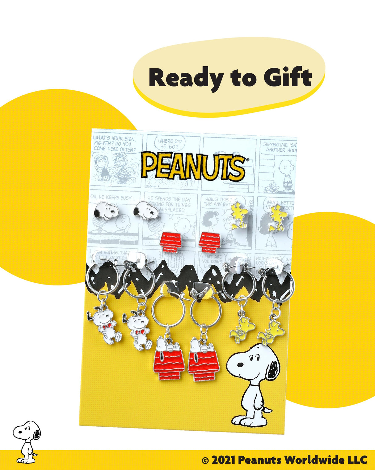SALLY ROSE Peanuts Woodstock and Snoopy Earrings Pack of 6 Pairs Official