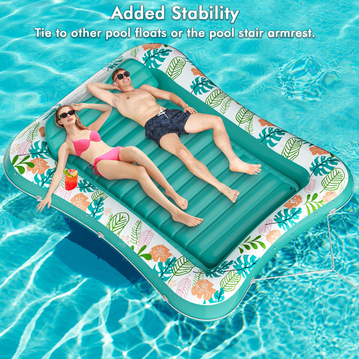 Inflatable Tanning Pool Lounger Float, Stonful 87" x 63" Pool Floats Adult with Pillow & Cup Holder, 4 in 1 Water Filled Inflatable Sun Tan Tub Tanning Bed Mat for Swimming Pool Backyard Beach (XXL)