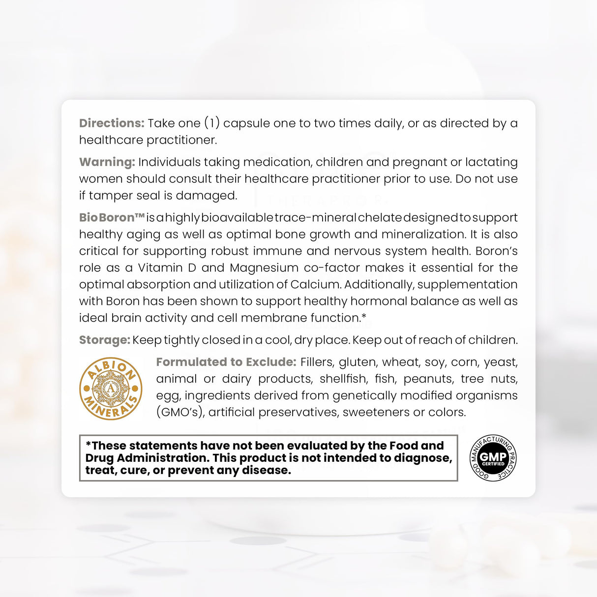 Pure TheraPro Rx Bio Boron 10mg, 3 Months Supply - Bororganic Glycine Boron for Men & Women - Premium Formula for Bone Health, Joint Flexibility, Cardiovascular Function & Immunity Support