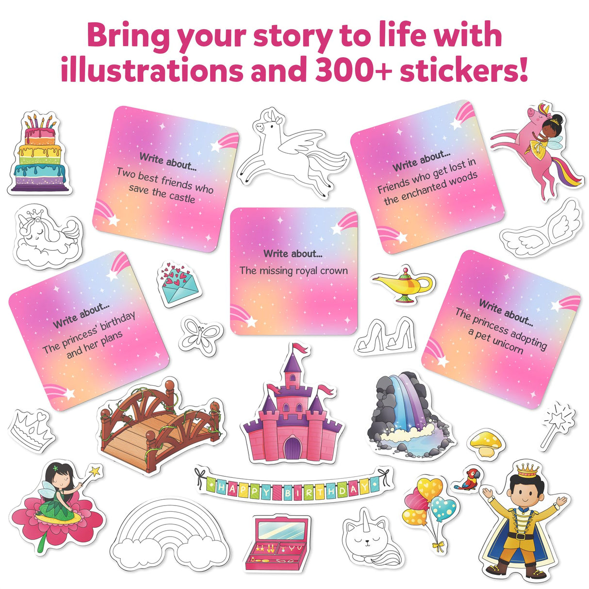 Skillmatics Storybook Art Kit - Create Fairytale Stories, DIY Craft & Writing Kit with 300+ Stickers, Scrapbooking & Journal Activity, Christmas Gifts for Kids Ages 5, 6, 7, 8, 9, 10