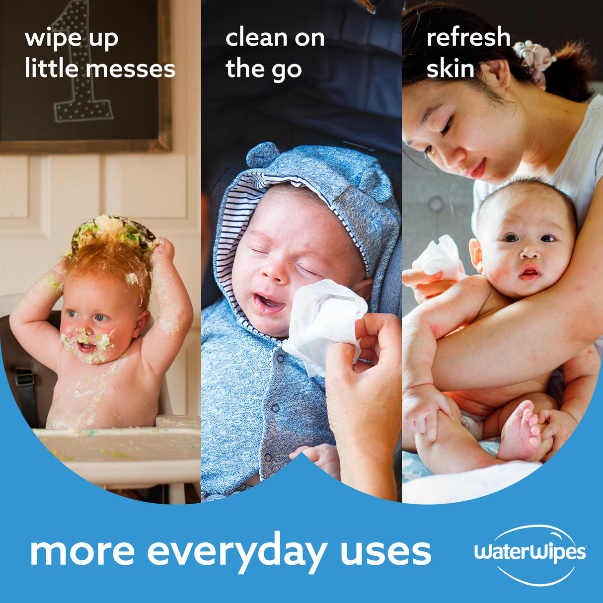WaterWipes Plastic-Free Original Baby Wipes, 99.9% Water Based Wipes, Unscented & Hypoallergenic for Sensitive Skin, 1080 Count (18 packs)