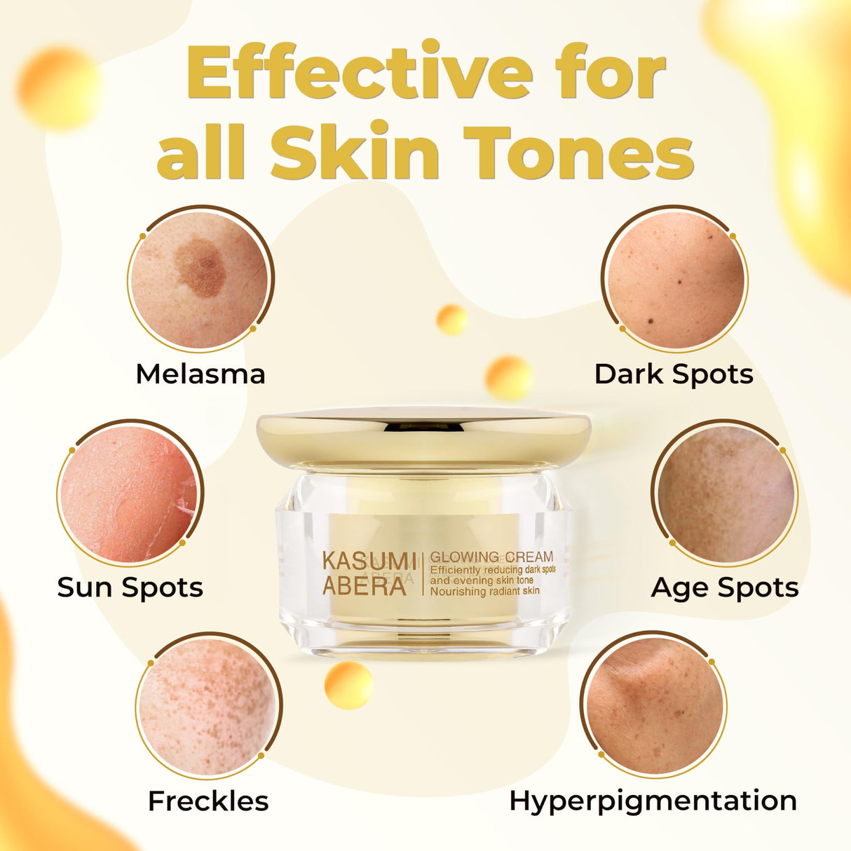 ABERA Kasumi Glowing Cream, Melasma Treatment with Niacinamide & HA, Dark Spot Remover For Face, Reduce Fine Lines, Wrinkles, Anti-aging, Red Ginseng Extract, Melasma Cream (0.7 Oz Per Item)