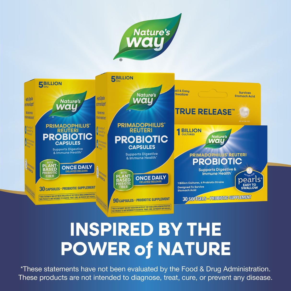 Nature's Way Primadophilus Reuteri Probiotic, Supports Digestive & Immune Health*, 5 Billion Live Cultures, 90 Capsules (Packaging May Vary)