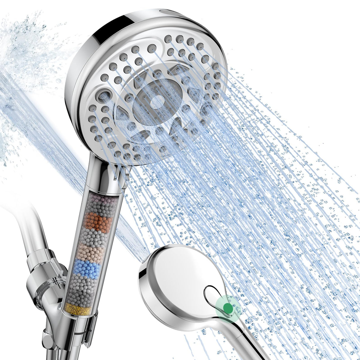 SunCleanse Filtered Shower Head with Handheld, 9-Spray Setting Detachable Showerhead with Filters, Shower Head for Hard Water - Filtered Chlorine, Improve Skin and Hair Texture, Chrome