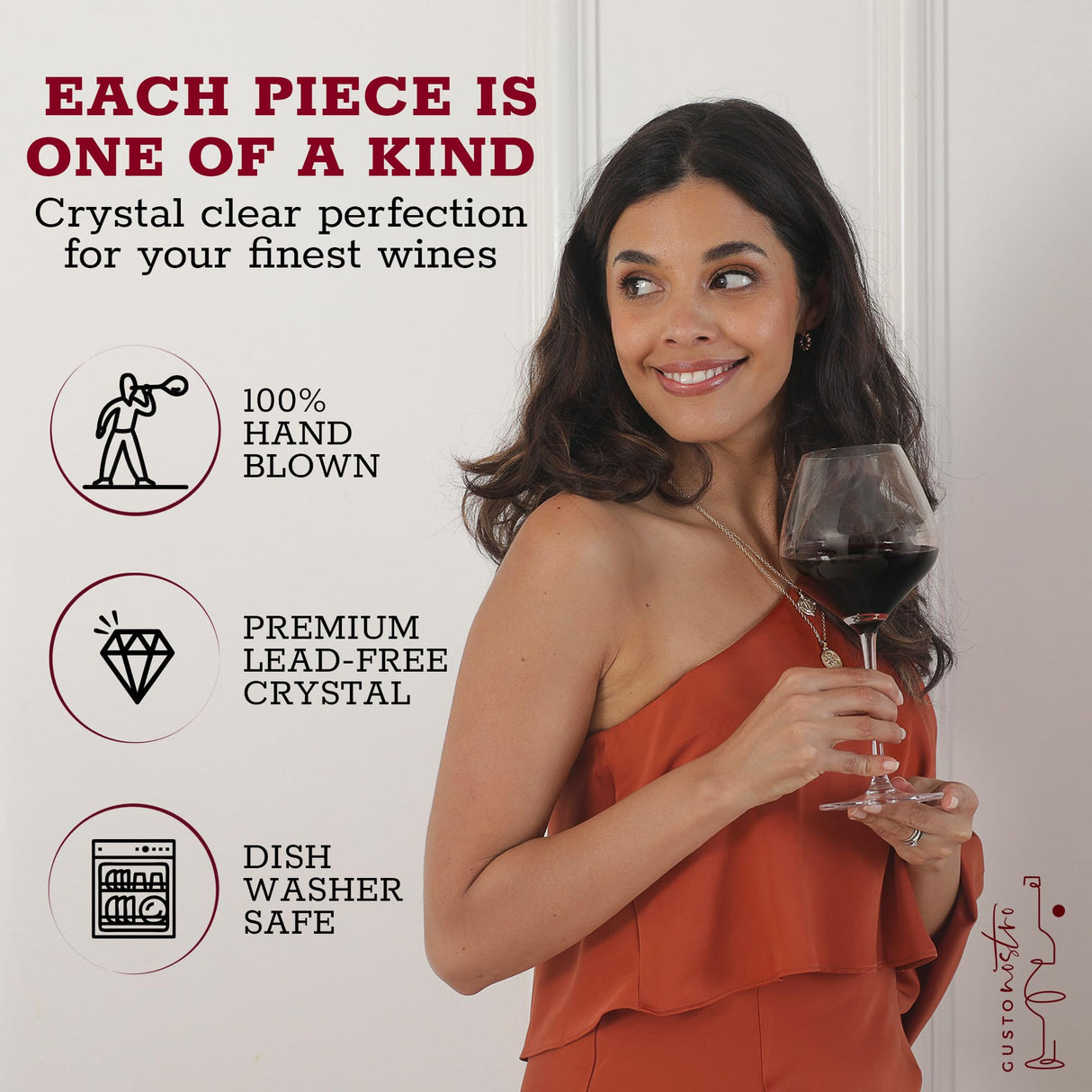 Gusto Nostro Crystal Wine Glasses Set of 4, 22 Oz Long Stem Modern Wine Glasses for White and Red Wine, Dishwasher Safe, Fancy, Elegant, Large and Tall Wine Glass for Wedding Christmas Anniversary