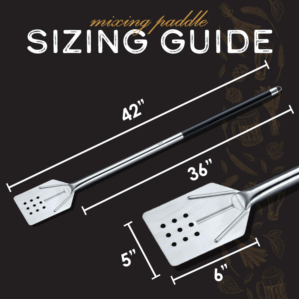 CONCORD 42" Stainless Steel One Piece Deluxe Commercial Grade Mixing Paddle. Great for Home Brewing, Seafood, Crawfish, Shrimp, Crab Boil and more.