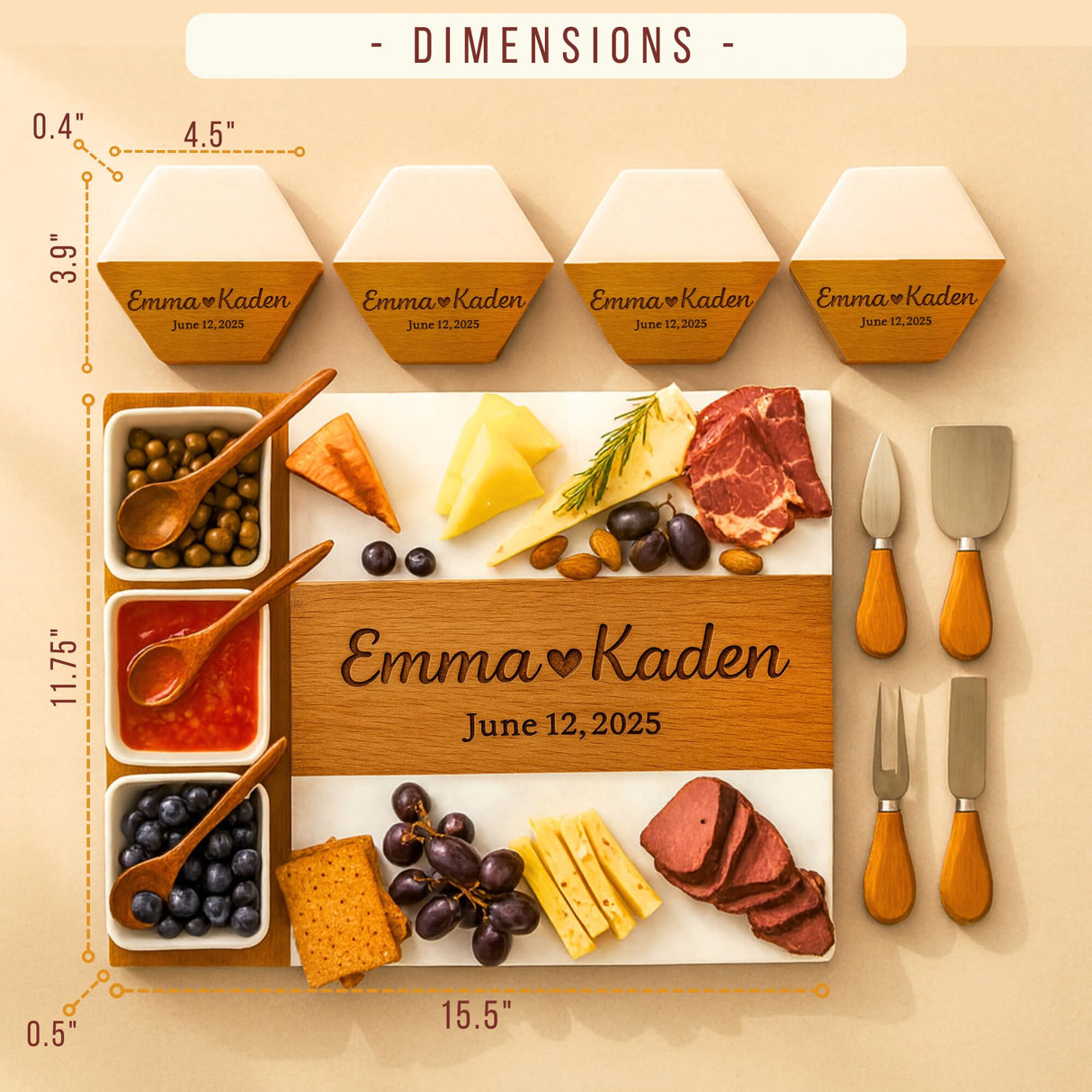 Personalized Charcuterie Board - Large Cheese Boards for Wedding & Anniversary, New Home, Christmas, House, Bridal Shower, Birthday, Retirement Gift for Women, Custom Wedding Gifts