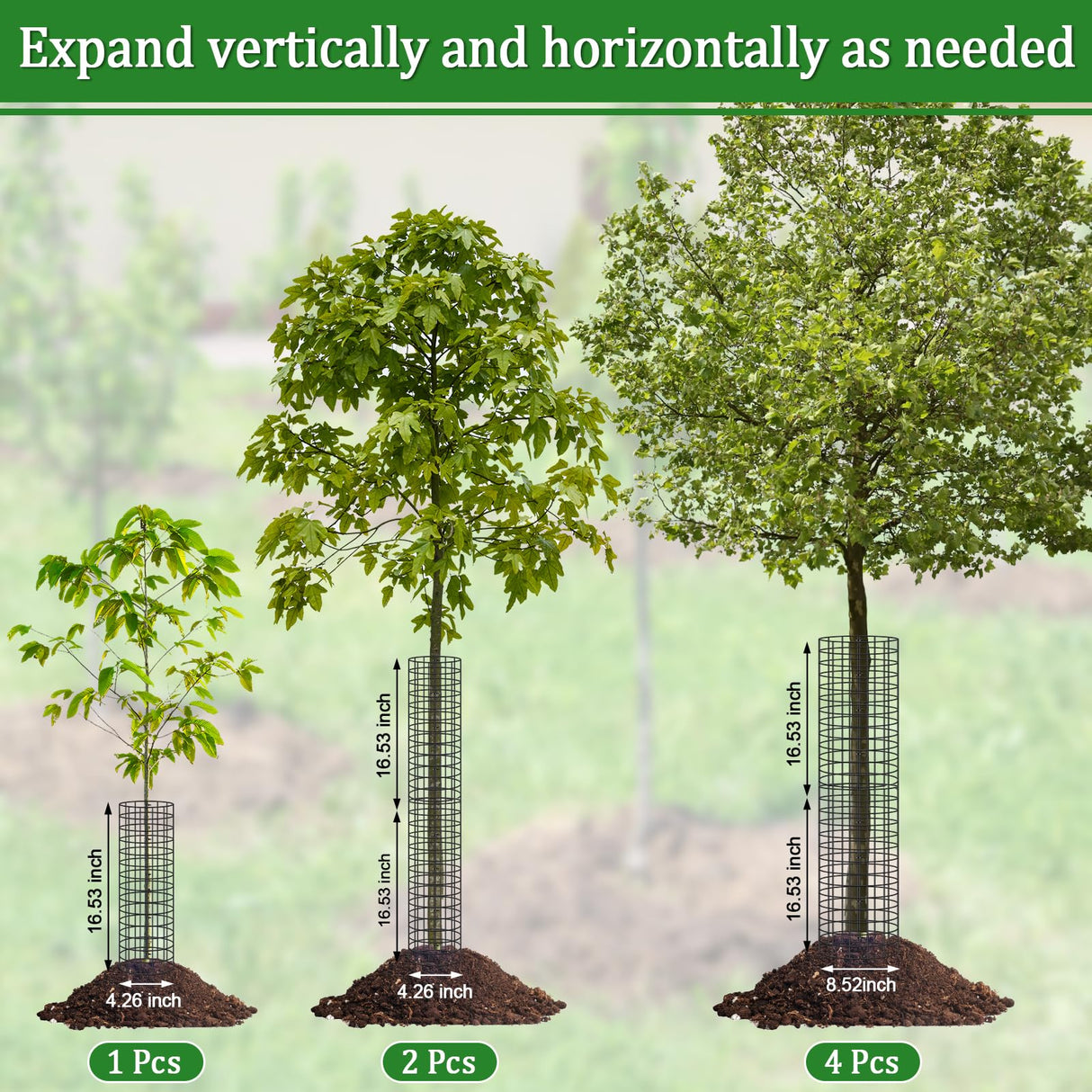 12p Tree Protectors from Deer,16.5 Inches High Pre-Curved Metal Mesh Tree Trunk Protector Stackable Vertically or Horizontally, Tree Tubes Wrap for Saplings and Fruit Garden