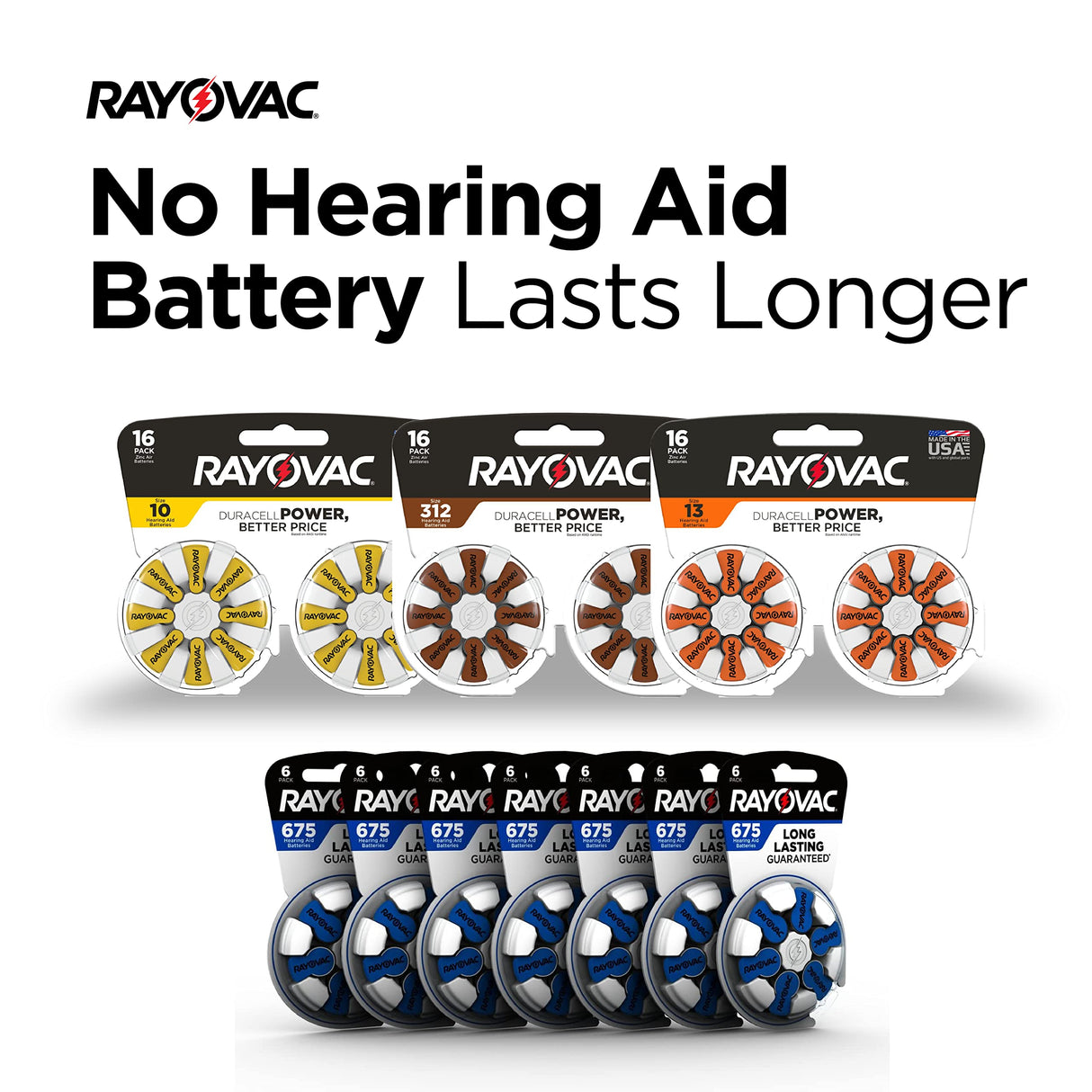 Rayovac Hearing Aid Batteries Size 312 for Advanced Hearing Aid Devices, 8 Count (Pack of 7)