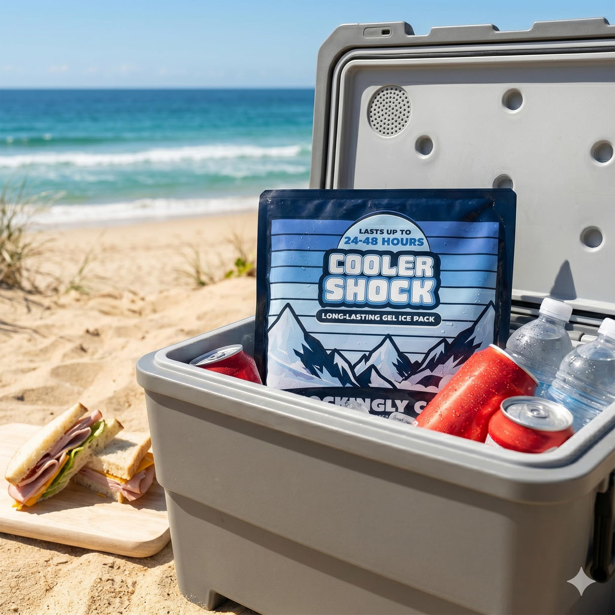 Cooler Shock Reusable Prefilled Ice Packs for Coolers & Lunch Boxes - 48 Hours Long Lasting Cold Freezer Packs for Lunchbox, Non-Toxic Gel Ice Pack for Camping, Lunch Bags, Road Trips, 2 Pack(10"x10")
