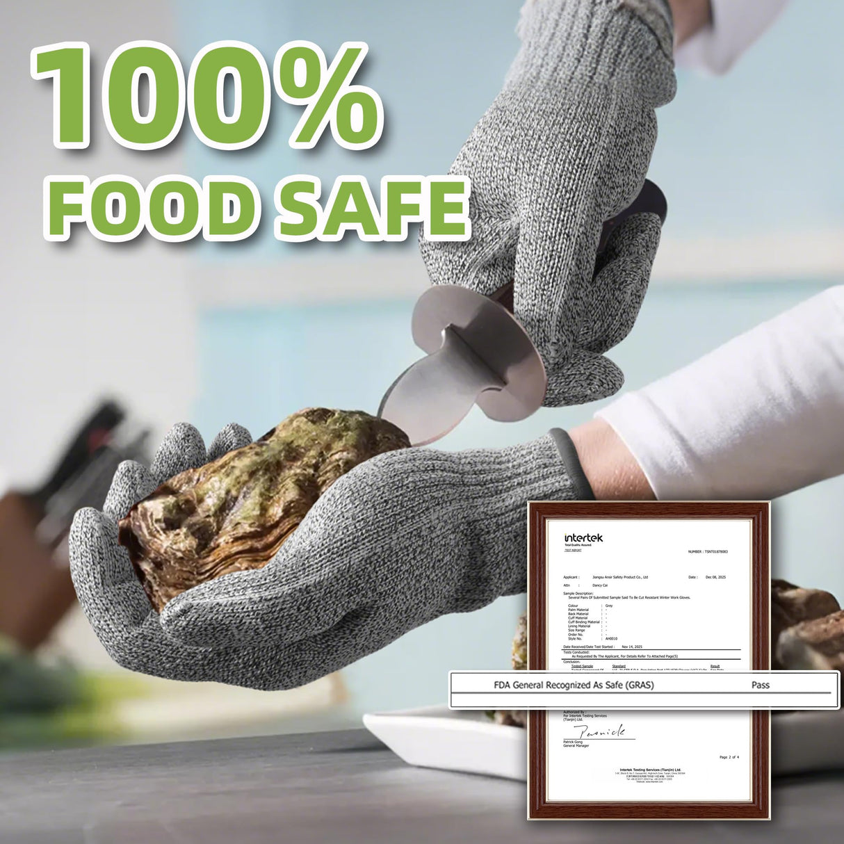 Schwer SlicePro ANSI A9 Cut Resistant Gloves, Food Grade Cutting Gloves for Kitchen Food Prep, Mandoline Gloves for Meat Cutting, Oyster Shucking, Fish Fillet Processing, PR1501-G, 2 Pairs, M