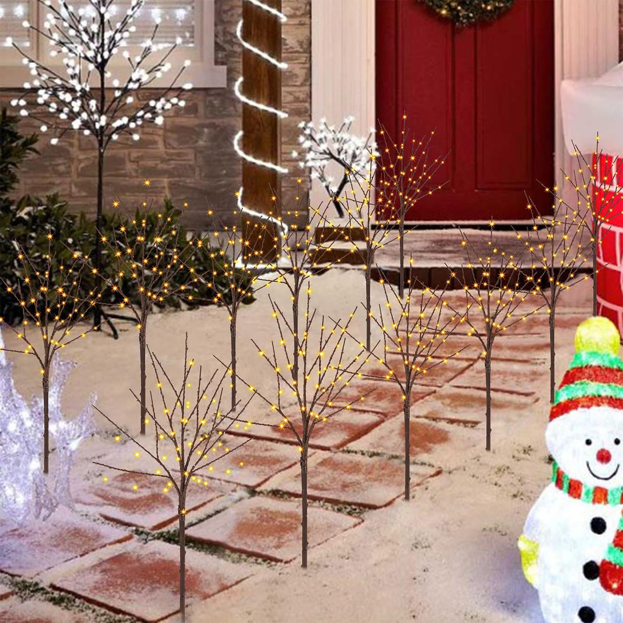 Lighted Christmas Tree Branches, 30IN 100LED Artificial Brown Twig Branch with Warm White Lights, Timer & Battery Operated, Waterproof for Indoor Outdoor Holiday Xmas Office Bedroom Party Decorations