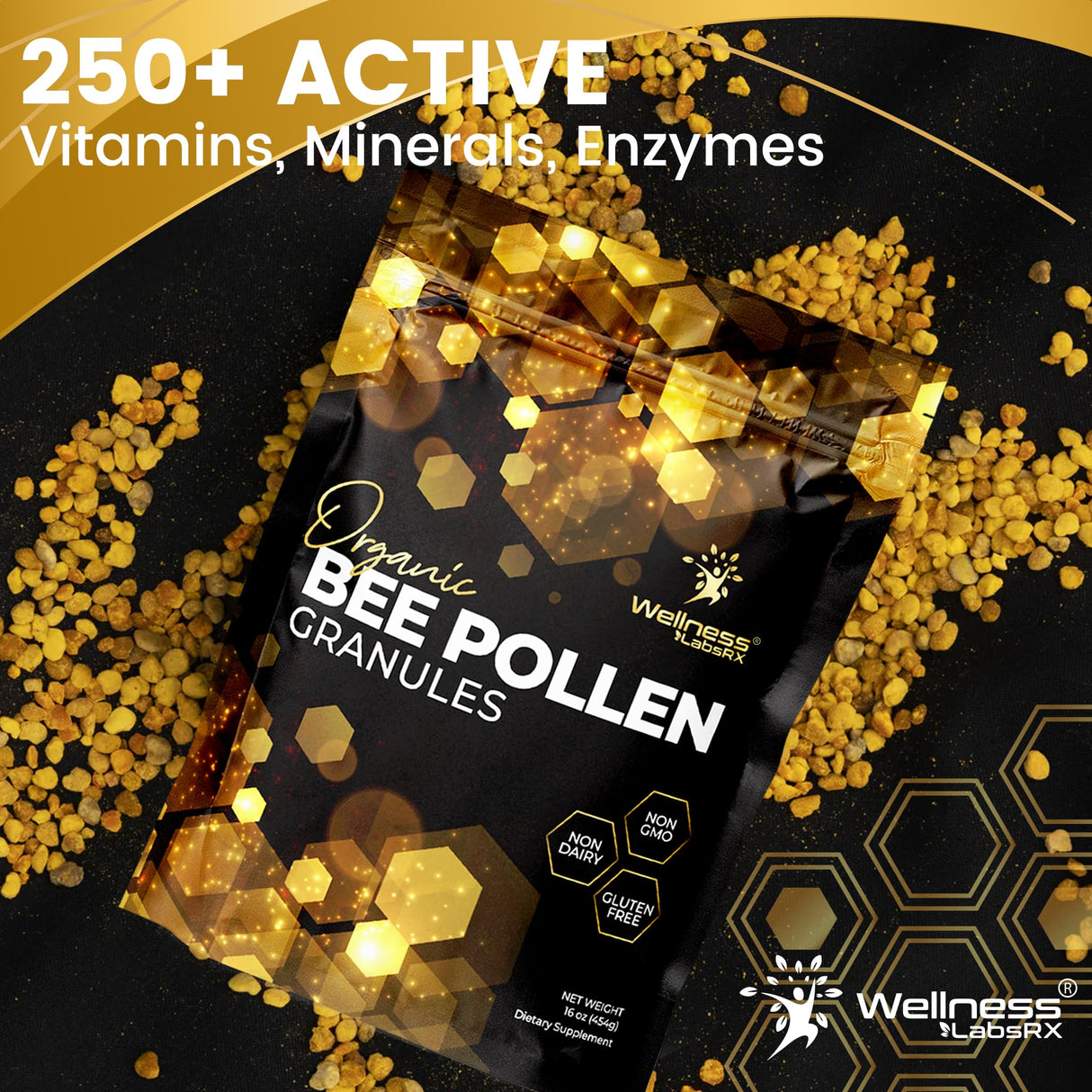 Bee Pollen Granules Third-Party Tested, 1 Lbs. - Bee Pollen for Women, Keto-Friendly Super Food Supplement Packed with Proteins, Vitamins & Minerals - Immune Support, Energy Boost, Digestive Wellness