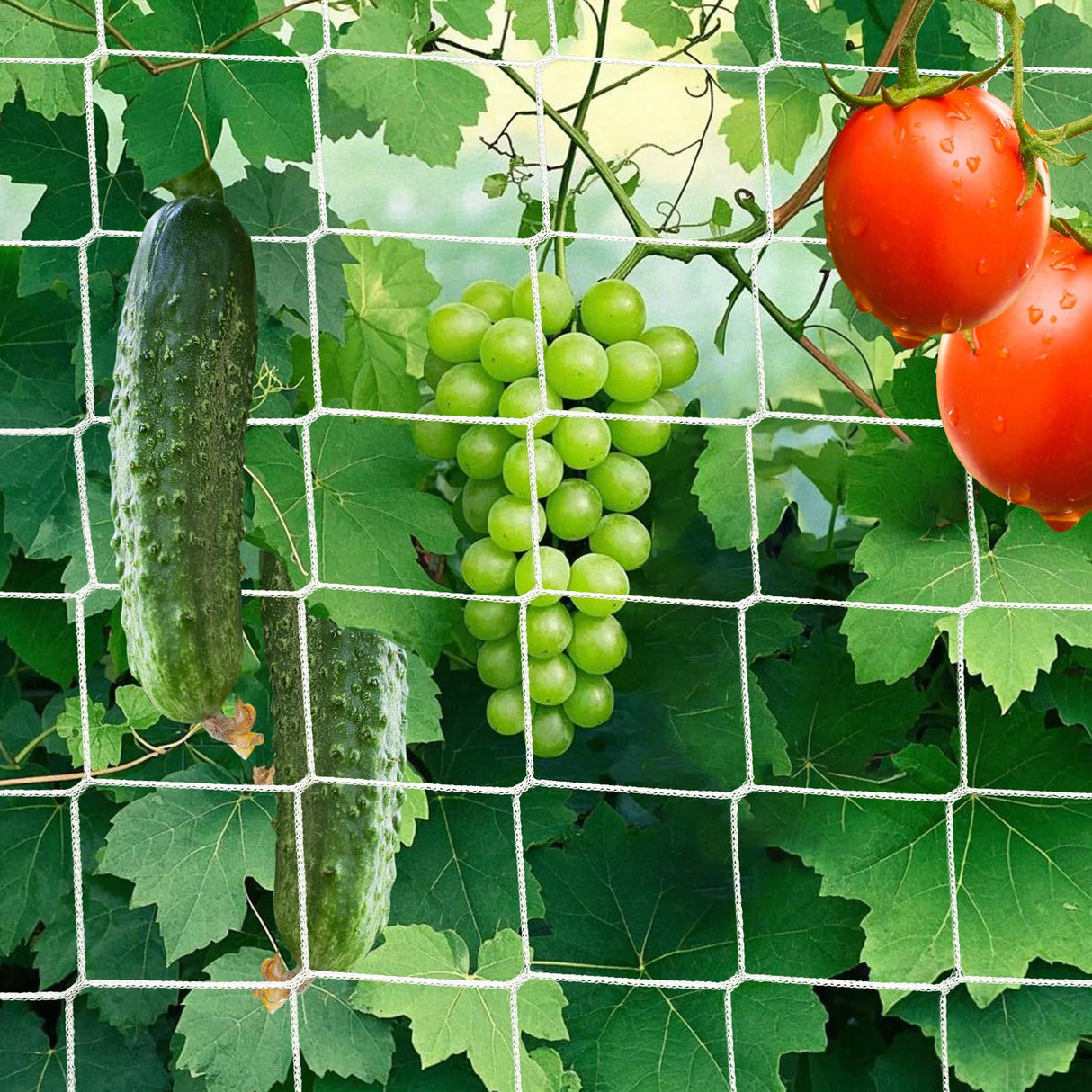 DOLEMODUO 7X 60 Ft Nylon Trellis Netting, 6×6 Heavy Duty Trellis Mesh Garden Netting for Climbing Plants, Use for Tomatoes, Cucumbers, Peas, Grape Racks