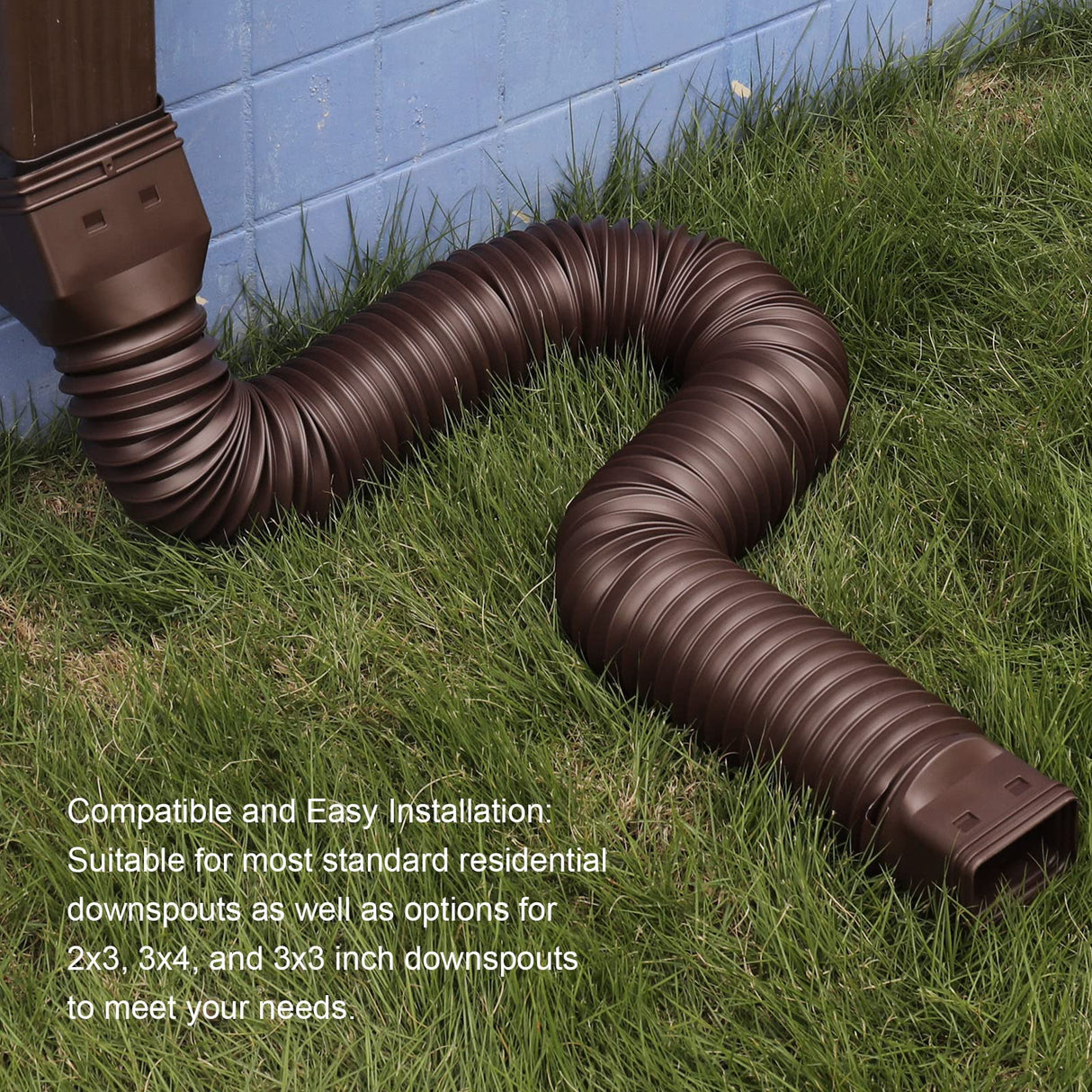 plusgutter 11.5ft Long Gutter Downspout Extensions Flexible, 4" Diameter Drain Downspout Extender, Down Spout Drain Extender for Rainwater Drainage, Extendable from 2.6ft to 11.5ft(Brown)