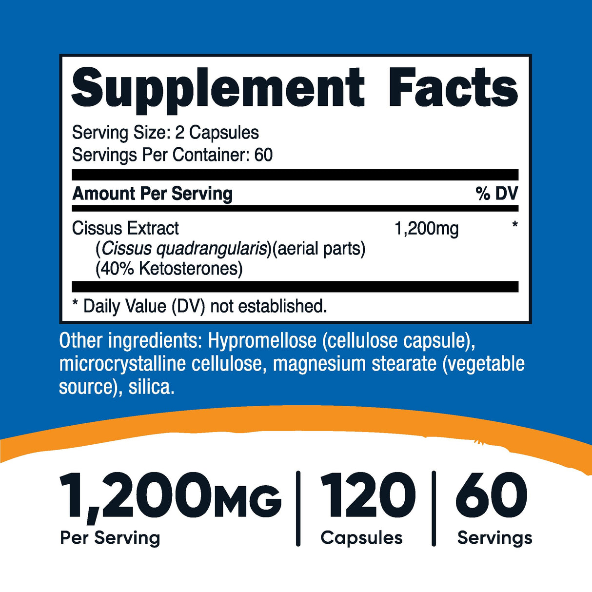 Nutricost Cissus Quadrangularis (1200mg) 120 Capsules - 60 Servings, Gluten Free, Non-GMO, and Vegetarian Friendly