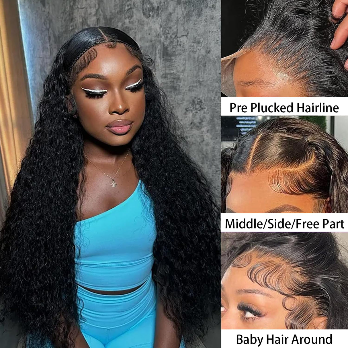 28 Inch Deep Wave Lace Front Wigs Human Hair 13x4 HD Lace Front Wigs 200 Density Human Hair Pre Plucked Glueless Wigs with Baby Hair Deep Curly Wig for women