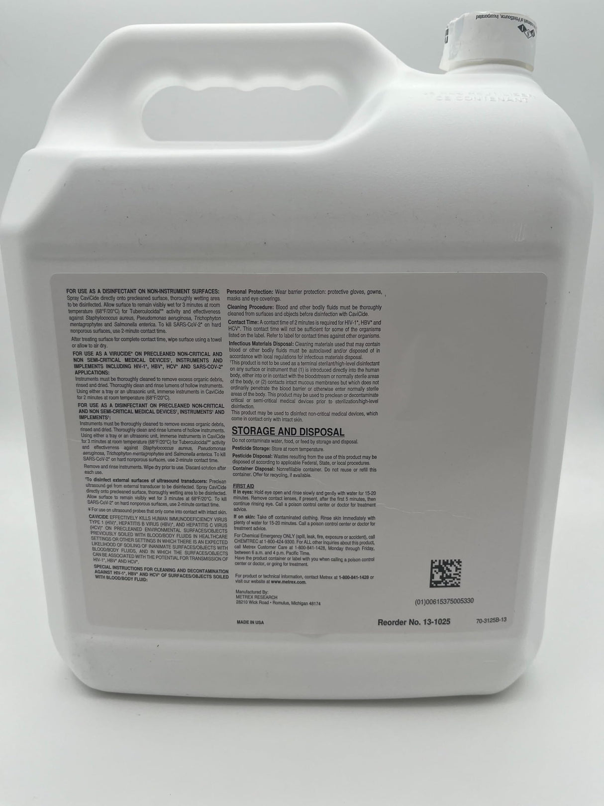 Metrex CaviCide Germicidal Surface Disinfectant Cleaner – EPA-Registered Quaternary Ammonium – Kills Flu Virus, Bacteria & Fungi – Hospital- Grade for Medical, Dental & Lab – 2.5 Gallon Jug, 1 Count