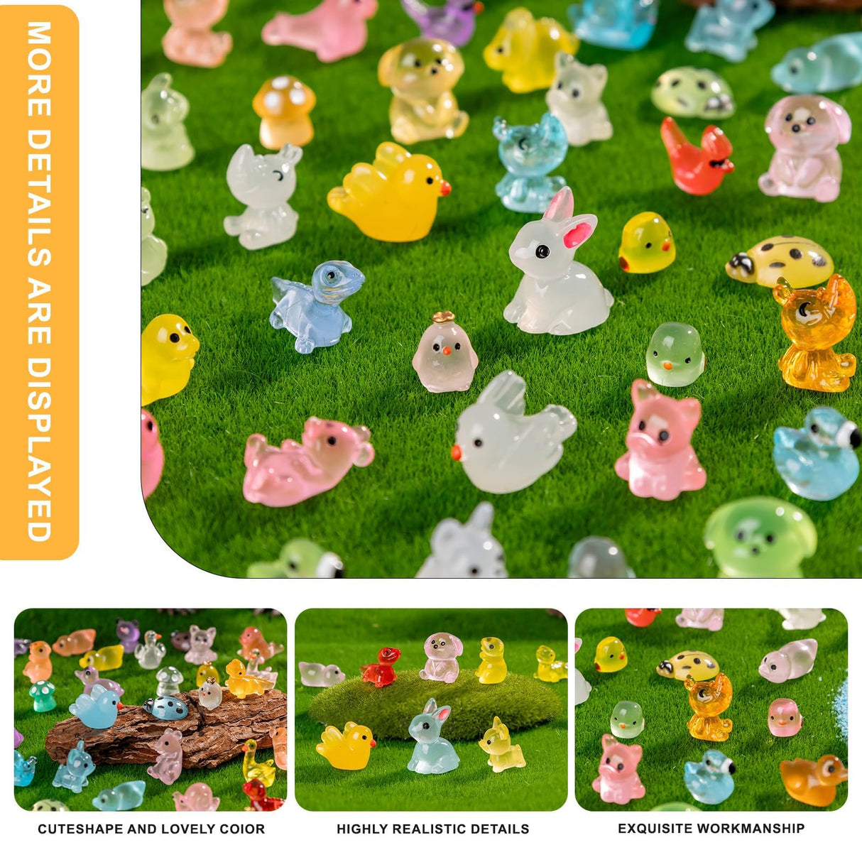Teenzee 250 pcs Mini Resin Animals Many Styles Variety Tiny Animals Figures Miniature Little Small Animal Figurines Bulk for Micro Fairy Garden Landscape Accessories Hide Crafts Decor Aquarium