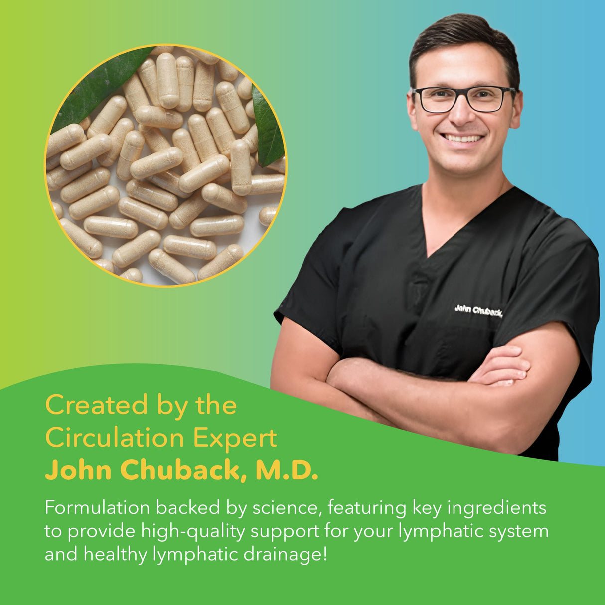 VITASUPPORTMD Lymphatic Formula, Diosmin Hesperidin 1000 mg, MPFF Lymphatic Support, Lymph System Support, Vitamin D3 and Selenium Supplement, 60 Capsules