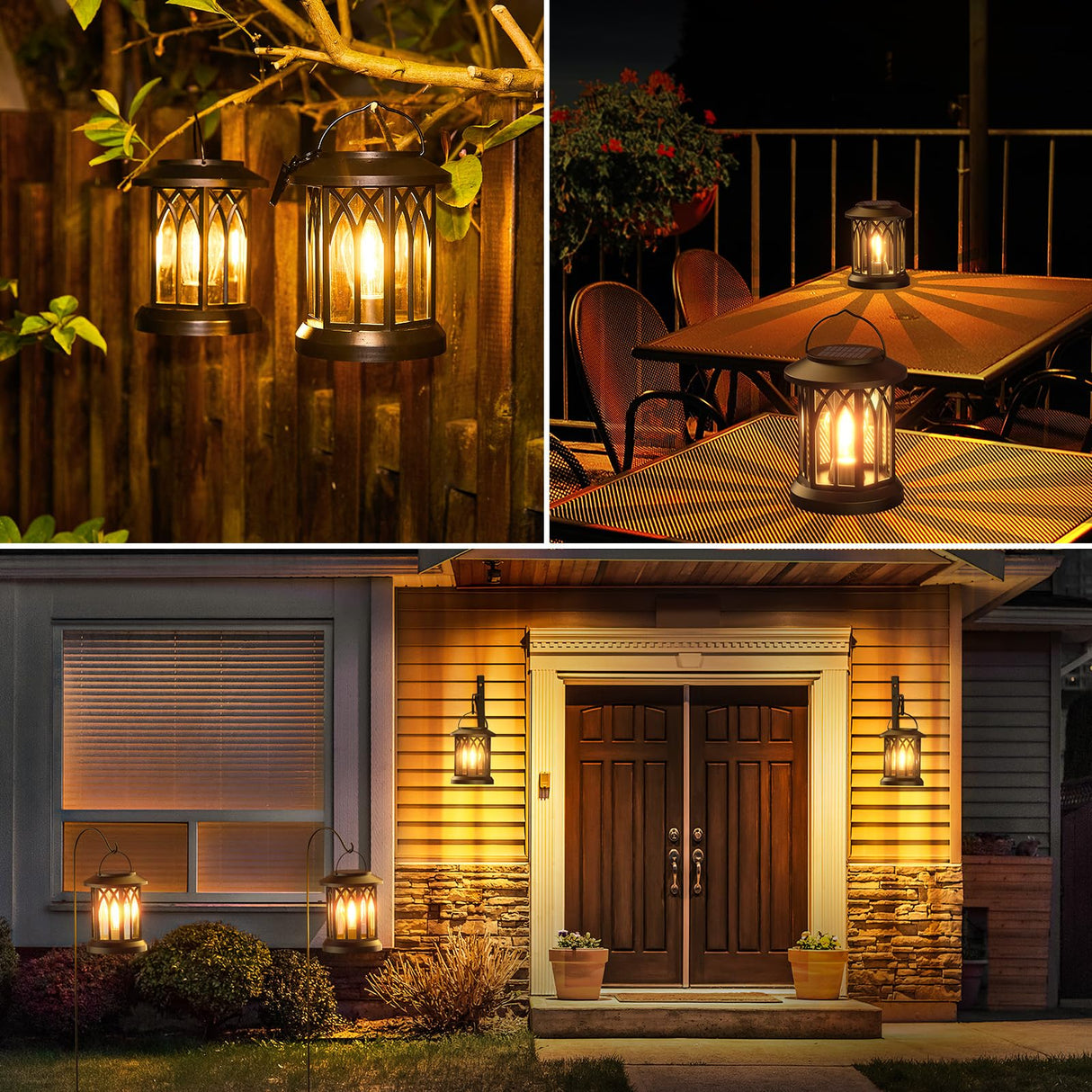 WdtPro Solar Lanterns Outdoor Waterproof, Upgraded Bright Hanging Solar Lights for Outside,Solar Powered Lanterns Lighting LED for Garden Patio Yard Decorative 2 Pack (Warm Light)