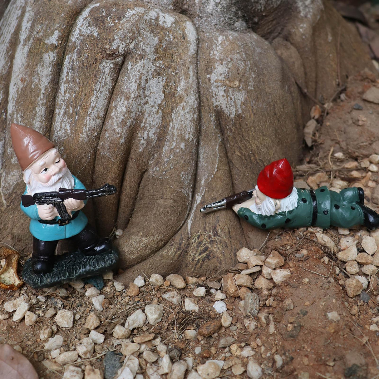 Tirifer 3PCS Garden Gnomes with Gun, Guard Gnome for Garden Military Army Soldiers, Tactical Statue for Indoor Outdoor, Patio, Yard, Lawn, Christmas Ornaments, Home Décor